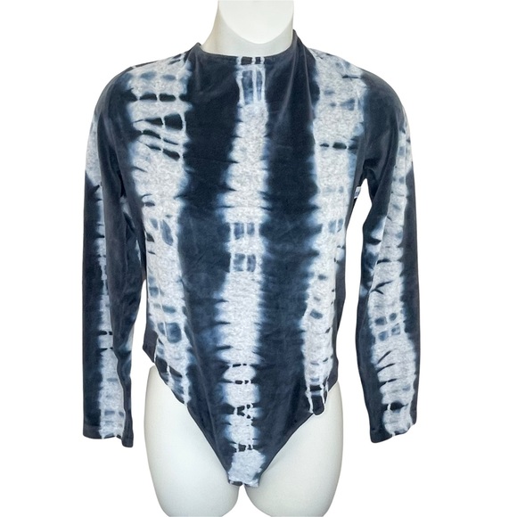 All Saints Raffi Velvet Teddy Bodysuit in Ink Blue & Grey Marl 8 NWT - Picture 3 of 12